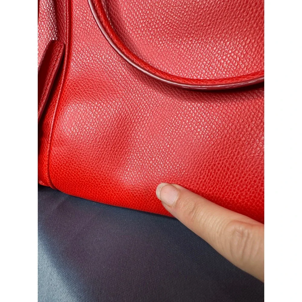 Coach Red Crossgrain Leather Satchel Crossbody Bag Gold Hardware F34607